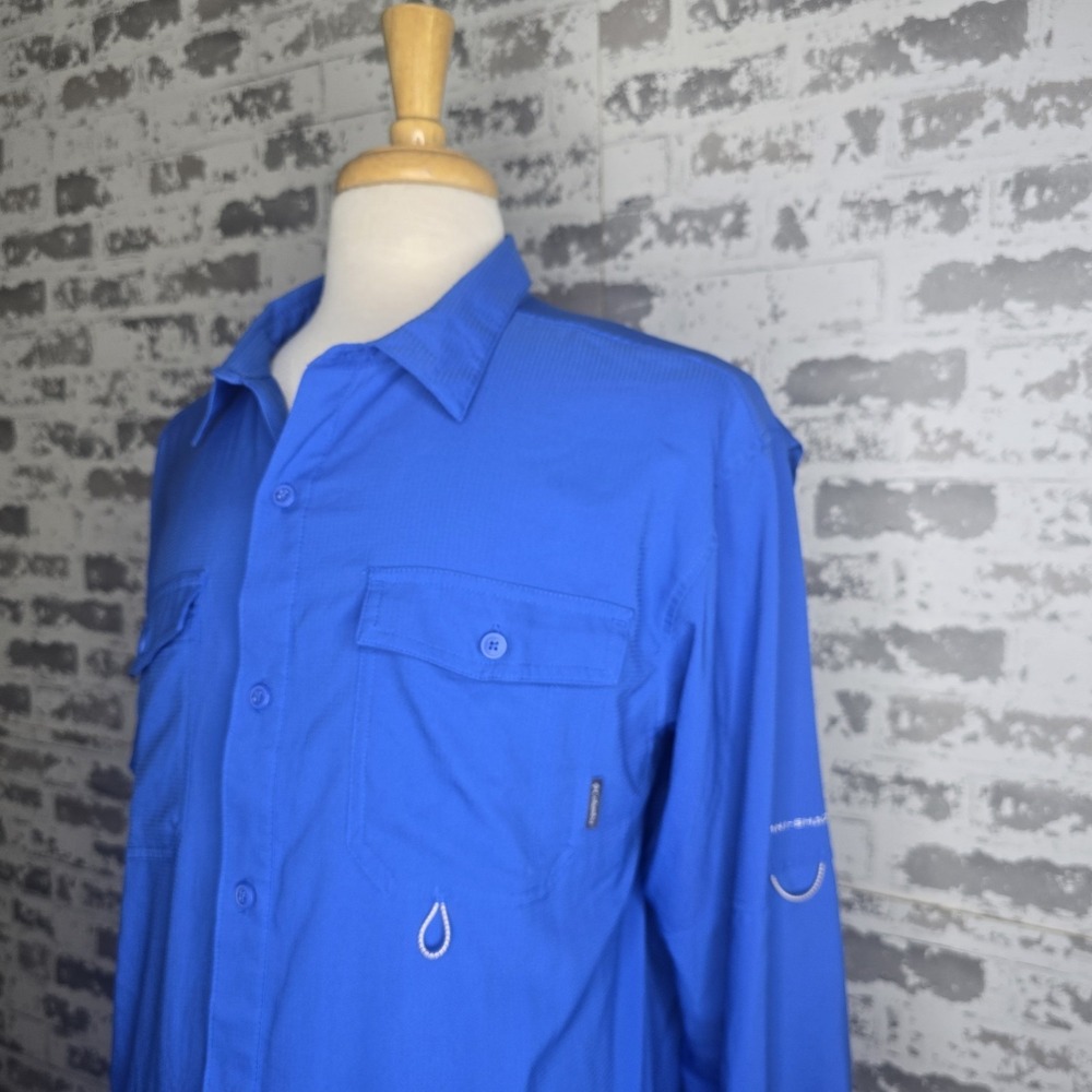 Columbia PFG Carbon Blue Fishing Shirt Long Sleeve Vented Mesh Quick Dry Size XL